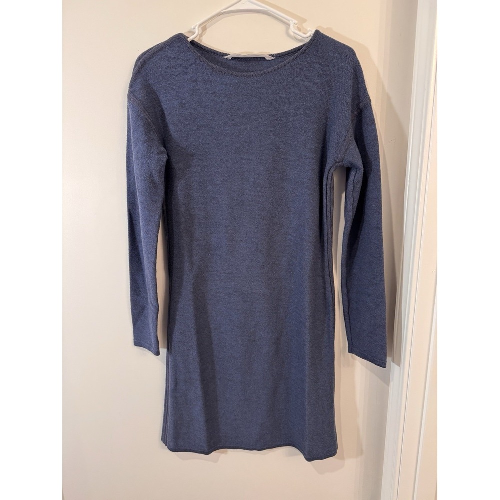 Athleta Gray Knit Sweater Dress The Retreat Long Sleeve Dress Size S Navy